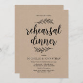 Rustiek Script, rustieke kraft, repetitiediner Kaart (Voorkant / Achterkant)