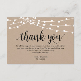 Rustiek Script, strijklicht, bruiloft Dank u Informatiekaartje