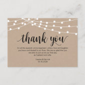 Rustiek Script, strijklicht, bruiloft Dank u Informatiekaartje (Voorkant)