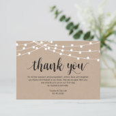 Rustiek Script, strijklicht, bruiloft Dank u Informatiekaartje (Staand voorkant)