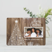 Rustiek Script Vrolijk Kerstfeest Foto Feestdagenkaart (Staand voorkant)