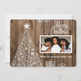 Rustiek Script Vrolijk Kerstfeest Foto Feestdagenkaart