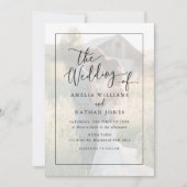 Rustiek Script Wit Zwart Foto Wedding Kaart (Voorkant)