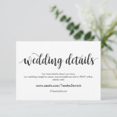 Rustiek script, zwart, details van de bruiloft, ha informatiekaartje (Staand voorkant)