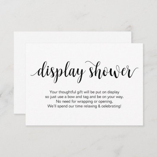 Rustiek script, zwart, display douche informatiekaartje (Voorkant / Achterkant)