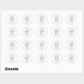 Rustiek Script Zwart Wit Bruiloft Retouradres Ronde Sticker (Vel)