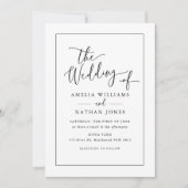 Rustiek Script Zwart Wit Trouwen Kaart (Voorkant)