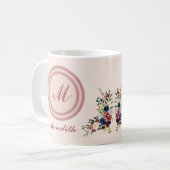 Rustiek Seizoen Bloemen Custom Monogram Koffiemok (Voorkant links)