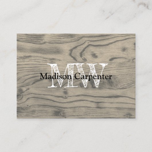  rustiek sepia verbrand hout Carpenter Monogram Visitekaartje (Voorkant)