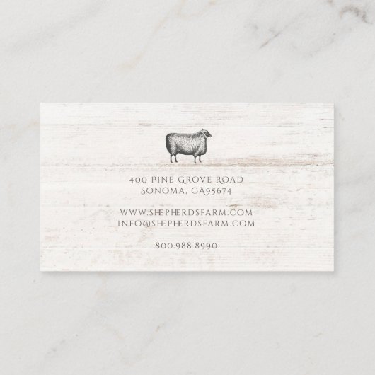 Rustiek  Sheep Barn Wood Boerderij Visitekaartje (Achterkant)