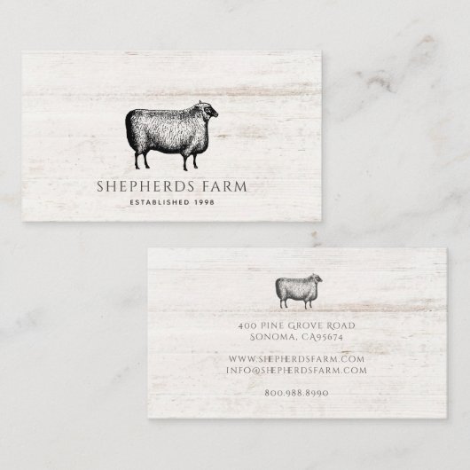 Rustiek Sheep Barn Wood Boerderij Visitekaartje (Voorkant / Achterkant)