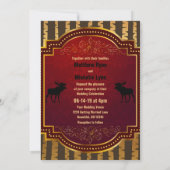 Rustiek Silhouet Moose, Gouden Aspen Bomen Bruilof Kaart (Achterkant)