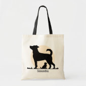 Rustiek silhouet van mama en pup met emotionele ba tote bag (Voorkant)