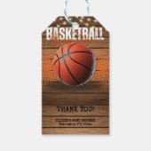 Rustiek Sinaasappel Basketbal Baby shower Cadeaulabel (Voorkant)