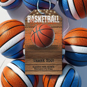 Rustiek Sinaasappel Basketbal Baby shower Cadeaulabel