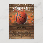 Rustiek Sinaasappel Basketbal Baby shower Informatiekaartje (Voorkant)