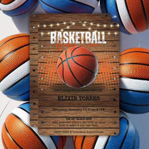 Rustiek Sinaasappel Basketbal Baby shower Kaart