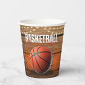 Rustiek Sinaasappel Basketbal Baby shower Papieren Bekers (Voorkant)