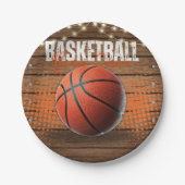 Rustiek Sinaasappel Basketbal Baby shower Papieren Bordje (Voorkant)
