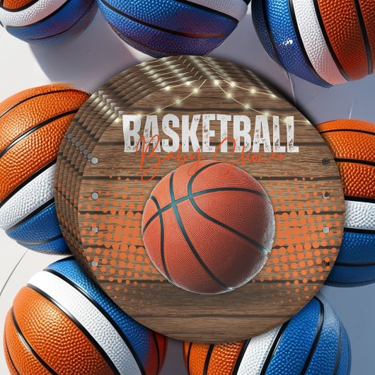 Rustiek Sinaasappel Basketbal Baby shower Papieren Bordje