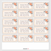 Rustiek Sinaasappel Blauw Bloemen bruiloft gast La Sticker (Vel)