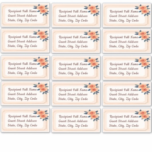 Rustiek Sinaasappel Blauw Bloemen bruiloft gast La Sticker (Voorkant)