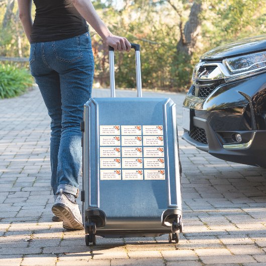 Rustiek Sinaasappel Blauw Bloemen bruiloft gast La Sticker (Koffer Insitu)