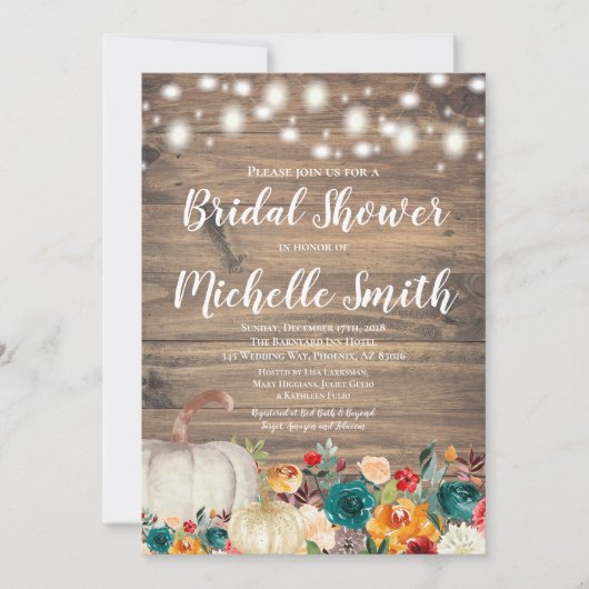 Rustiek Sinaasappel Blauwgroen Gouden Pompoen Vrij Kaart (Voorkant)