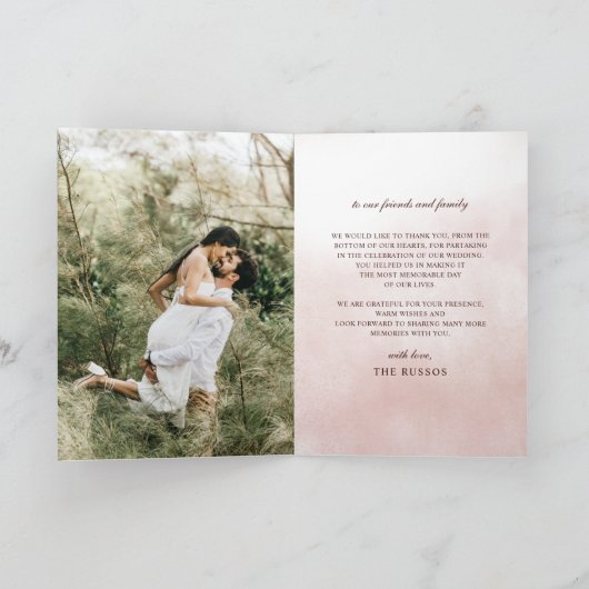 Rustiek Sinaasappel Bloemen Fall Trouwfoto Bedankkaart (Binnen)