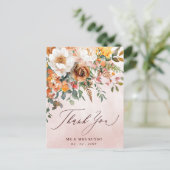Rustiek Sinaasappel Bloemen Fall Wedding Dank u Briefkaart (Staand voorkant)