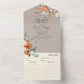 Rustiek Sinaasappel Bloemen Taupe Vrijgezellenfees All In One Uitnodiging (Binnen)