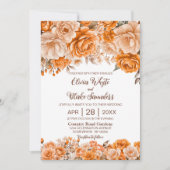 Rustiek Sinaasappel Bloemenbruiloft Kaart (Voorkant)