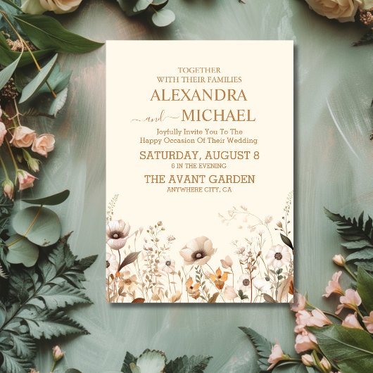 Rustiek Sinaasappel Boho Waterverf Blush Bruiloft Kaart