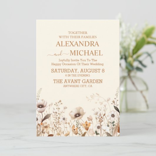 Rustiek Sinaasappel Boho Waterverf Blush Bruiloft Kaart (Staand voorkant)