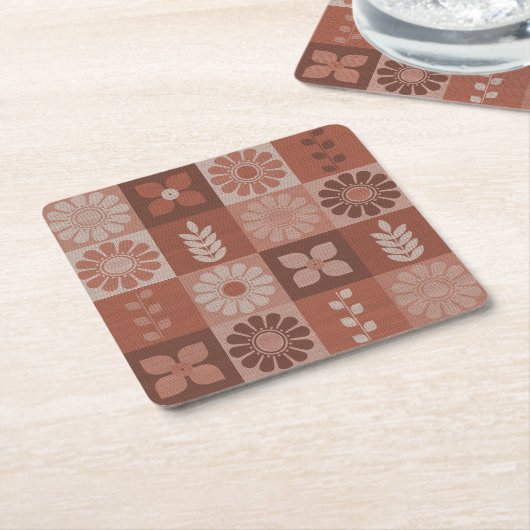 Rustiek Sinaasappel Bruin Burlap Patroon Papier On Kartonnen Onderzetters (Schuin)