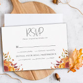 Rustiek Sinaasappel Bruin Goud Herfst Bloemen Brui RSVP Kaartje