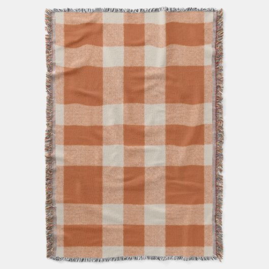 Rustiek Sinaasappel & Crème Buffalo Plaid Boerderi Deken (Voorkant Verticaal)