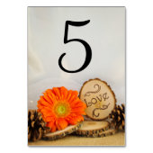 Rustiek Sinaasappel Daisy Woodland Trouwtafel Numm Kaart (Voorkant)