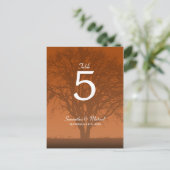 Rustiek Sinaasappel eikenboom Trouwtafel Nummer Briefkaart (Staand voorkant)