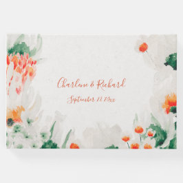 Rustiek Sinaasappel Forest Green White Floral Gast Gastenboek