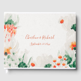 Rustiek Sinaasappel Forest Green White Floral Gast Gastenboek