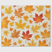 Rustiek Sinaasappel geel Autumn Maple Leaves Patte Cadeaupapier (Vlak)