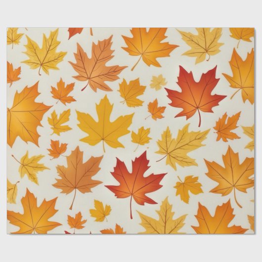Rustiek Sinaasappel geel Autumn Maple Leaves Patte Cadeaupapier (Vlak)