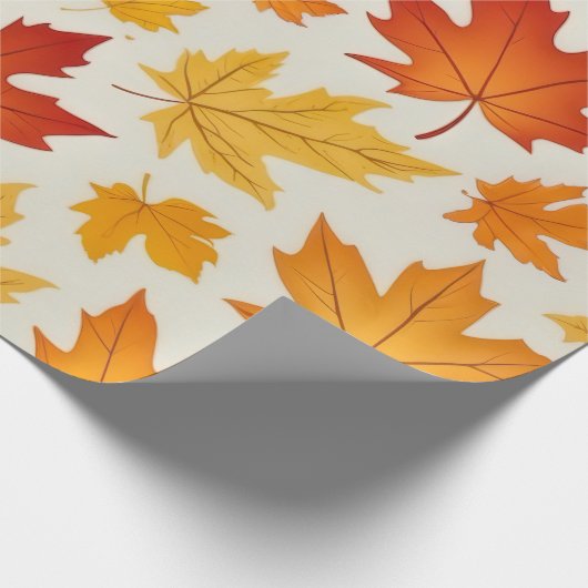 Rustiek Sinaasappel geel Autumn Maple Leaves Patte Cadeaupapier (Hoek)