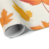 Rustiek Sinaasappel geel Autumn Maple Leaves Patte Cadeaupapier (Rol Hoek)