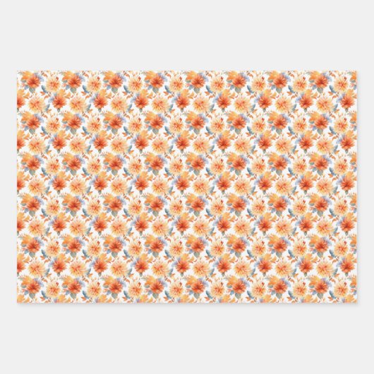 Rustiek Sinaasappel & Gele Bloemen Inpakpapier Vel (Voorkant 3)