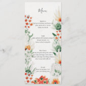 Rustiek Sinaasappel Groen Wit Waterverf Bloemen Menu (Voorkant)