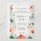 Rustiek Sinaasappel Groen Wit Waterverf Bruiloft Kaart (Voorkant)