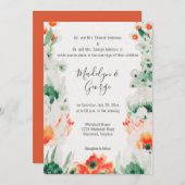 Rustiek Sinaasappel Groen Wit Waterverf Bruiloft Kaart (Voorkant / Achterkant)