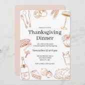 Rustiek Sinaasappel Hand getrokken Thanksgiving Di Kaart (Voorkant / Achterkant)